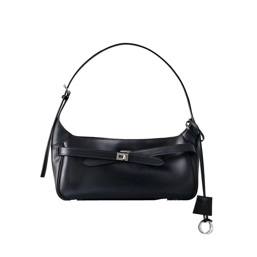 Women' Waxed Calfskin Vintage Crossbody Baguette Bag