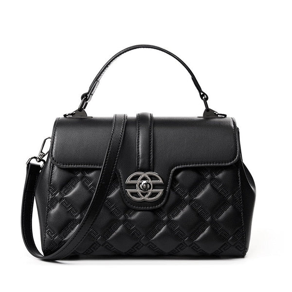 Commuter Genuine Leather Embossed Tote Crossbody Bag