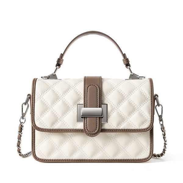 Women’s Genuine Leather Quilted Crossbody Bag – Light Luxury Everyday Essential