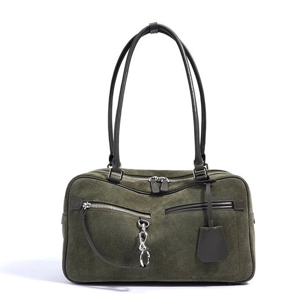 Women’s Matte Leather Pillow Shoulder Bag – Vintage Tote for Daily Commute