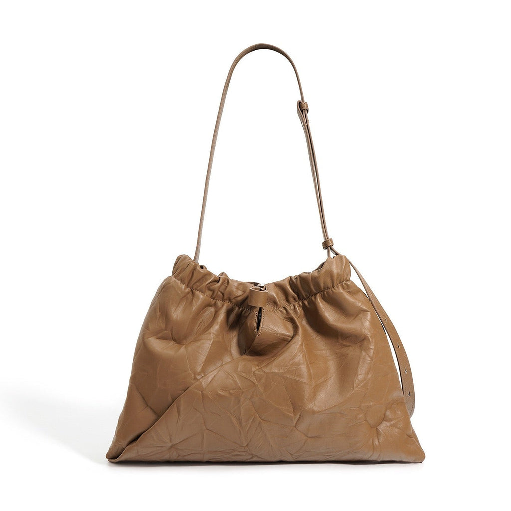 Women’s Genuine Leather Lazy Style Drawstring Crossbody Bag
