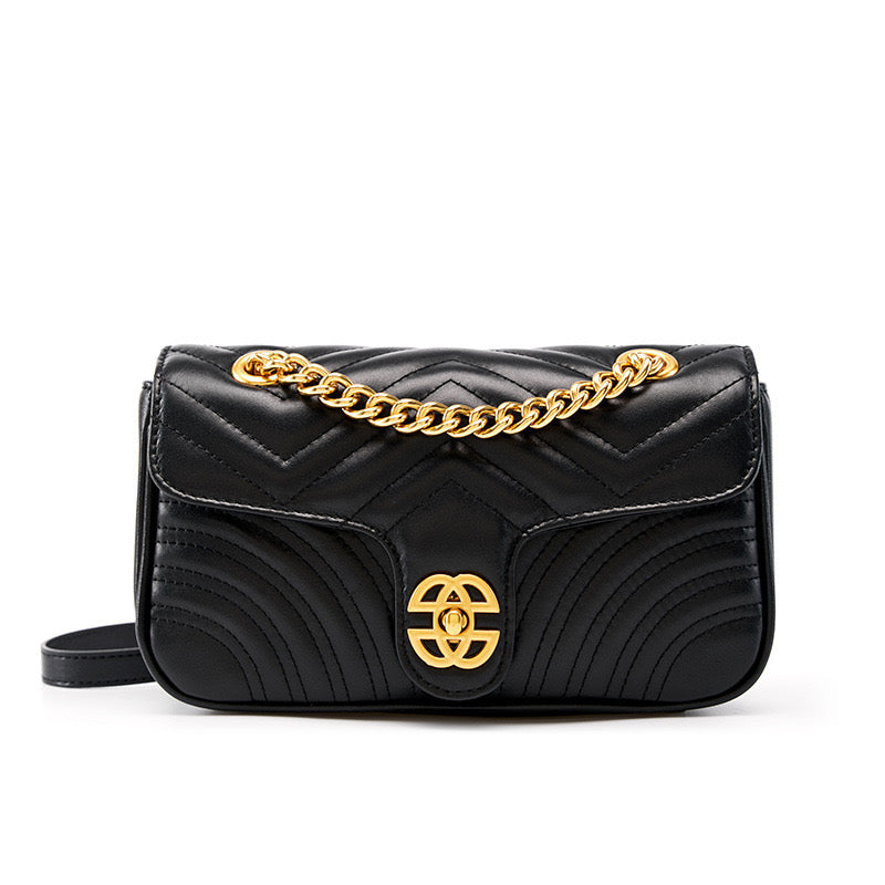 Women's Genuine Leather Love Diamond Chain Crossbody Bag