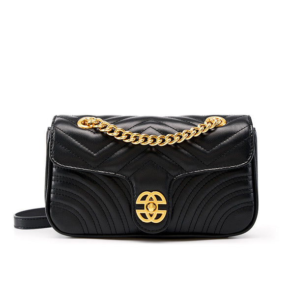 Women's Genuine Leather Love Diamond Chain Crossbody Bag