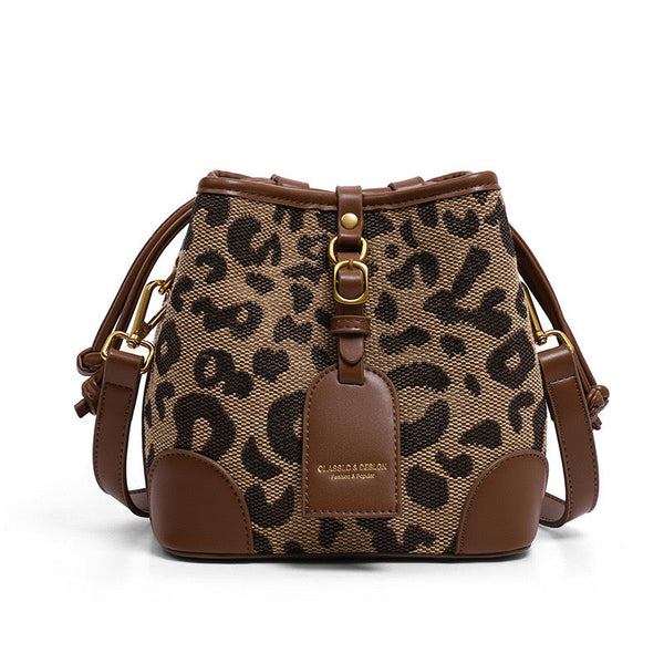 Women's Spring Summer Fashion Canvas Bucket Crossbody Shoulder Bag