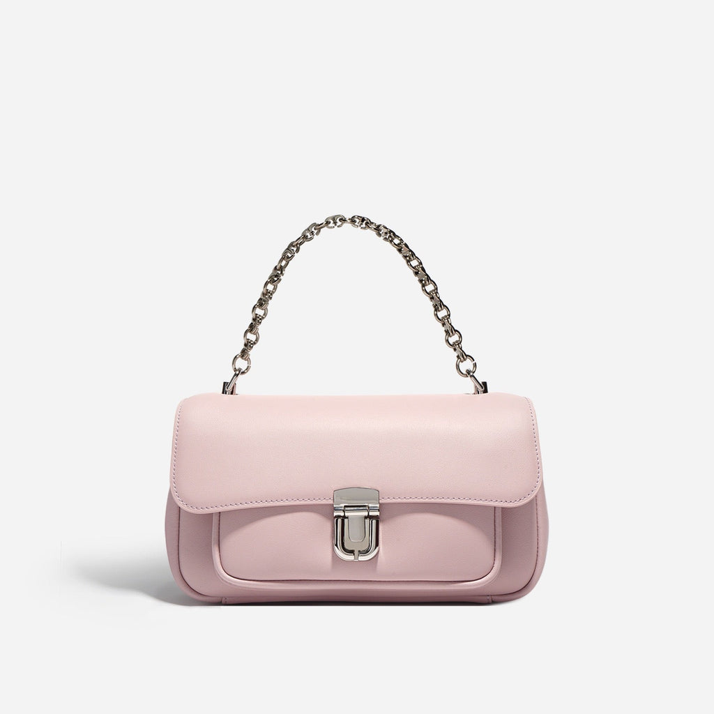 Spring Summer Chic Cowhide Mini Square Bag with Lock Closure
