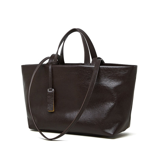 Women's Genuine Leather Vintage Soft Large-Capacity Crossbody Tote Bag