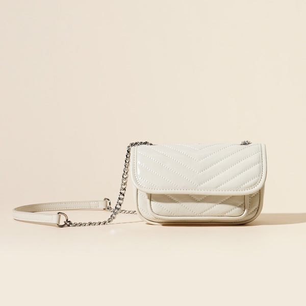 Women’s Genuine Leather Silver Chain Mini Flap Bag