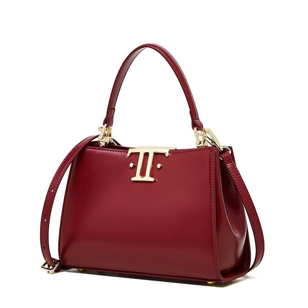Women’s Genuine Leather Mini Commuter Tote – Dual Clasp Edition