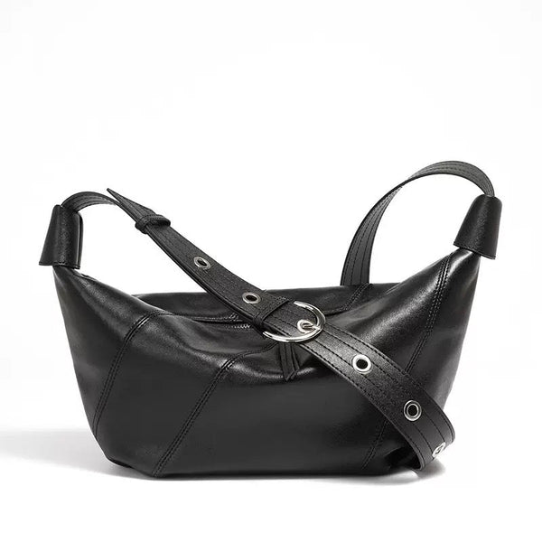 Luxury Women's Genuine Leather Croissant Crossbody Shoulder Dumpling Bag