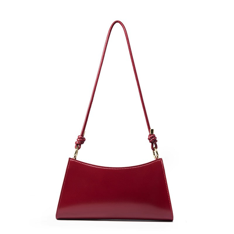 Women‘s Luxurious Genuine Leather Underarm Baguette Bag