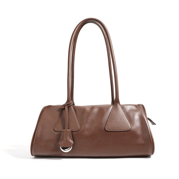 Women’s Genuine Leather Triangle Barrel Shoulder Bag – 2025 Vintage Edition